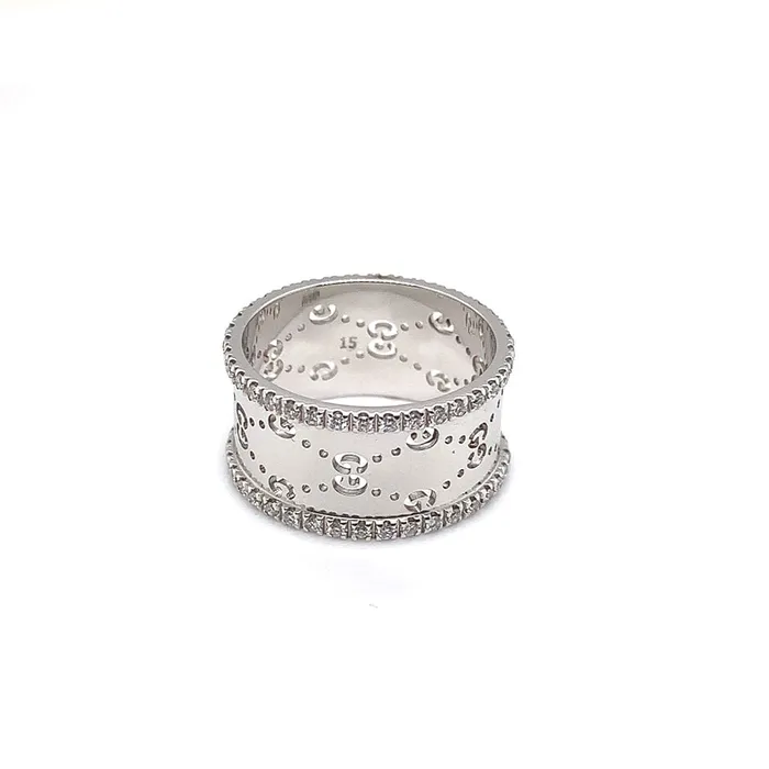 Gucci Rings Gucci 18k White Gold Diamond Wide Icon Ring Estate