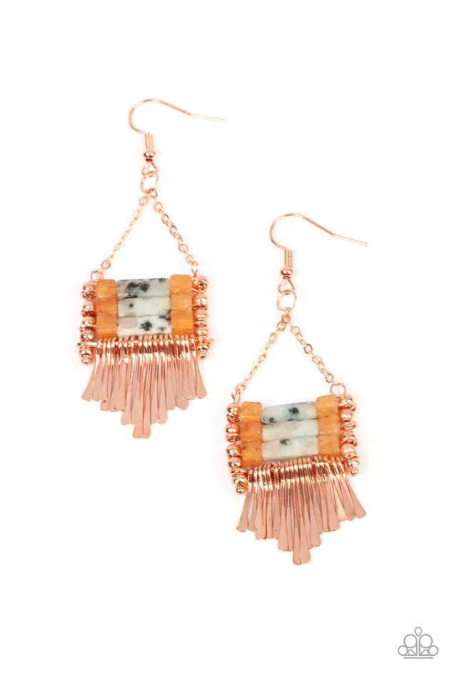 Paparazzi Earring Riverbed Bounty Copper Paparazzi Jewelry Earrings