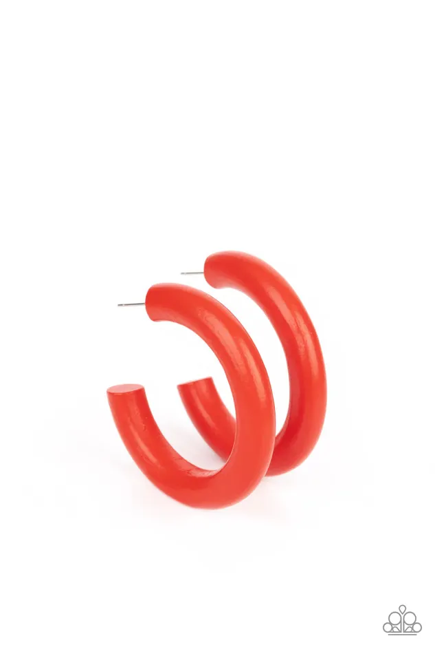 Paparazzi Earring Woodsy Wonder Red Paparazzi Jewelry Earrings