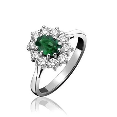 525 Carats Green Emerald And Natural Earth Mined Diamonds Engagement Ring White Gold 14K GB Rings