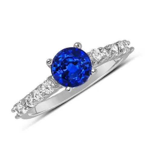 GB Rings 175 Carats Round Cut Sapphire Natural Earth Mined Diamond Gemstone Ring White Gold 14K