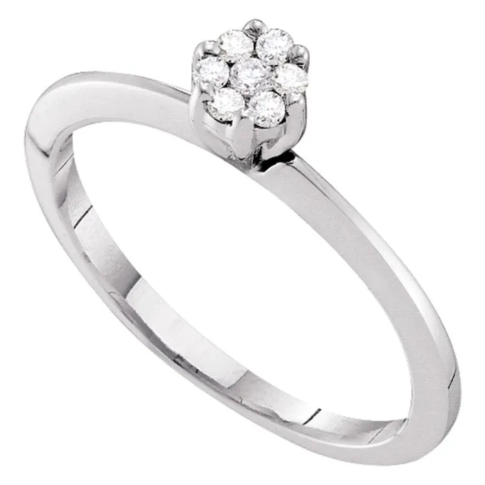 GND Rings GND 10kt White Gold Womens Round Diamond Flower Cluster Ring 18 Cttw