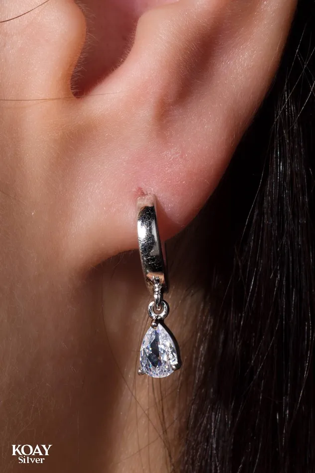 Earrings KOAY Silver Store Zircon Hoop 018Zircon