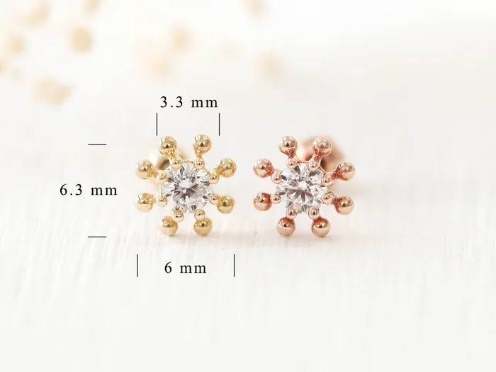 Earrings MinimalBijoux 14K Gold Cubic Wheel Cartilage Earring 18G16G