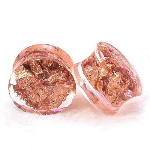 Tulsa Body Jewelry Rose Gold Foil Plugs Earrings