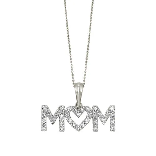 Gems One Necklaces Diamond MOM Pendant In Sterling Silver