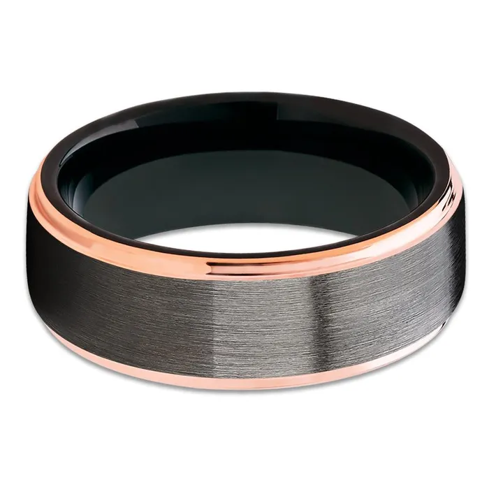 Gunmetal Wedding Ring Rose Gold Tungsten Ring Wedding Band Rose Gold Ring Clean Casting Jewelry Rings