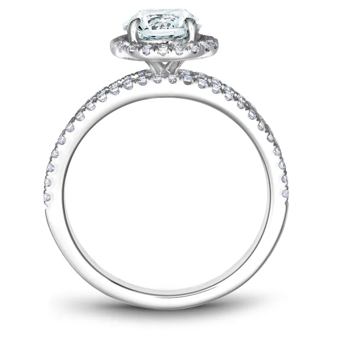 International Diamond Center Rings Noam Carver White Gold Split Shank Diamond Engagement Ring Setting with Halo 043 CTW