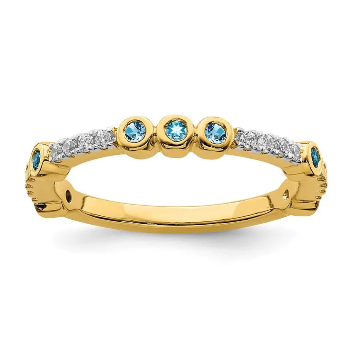 14k Stackable Expressions Blue Topaz and Diamond Ring SK2075 Stackable Expressions Rings