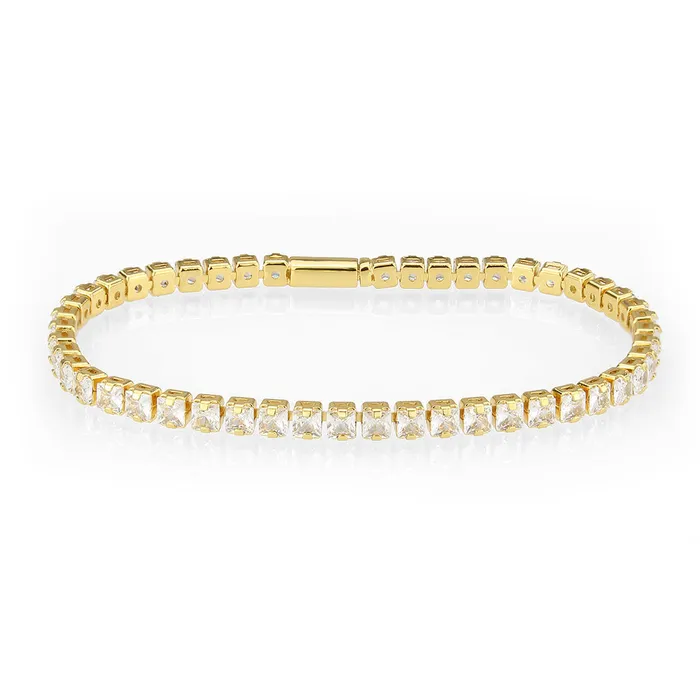 3W1695 Gold Brass Bracelet with AAA Grade CZ in Clear Alamode Bracelets