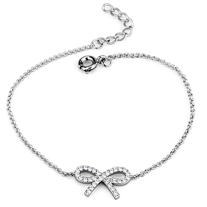 3W712 Rhodium Brass Bracelet with AAA Grade CZ in Clear Alamode Bracelets
