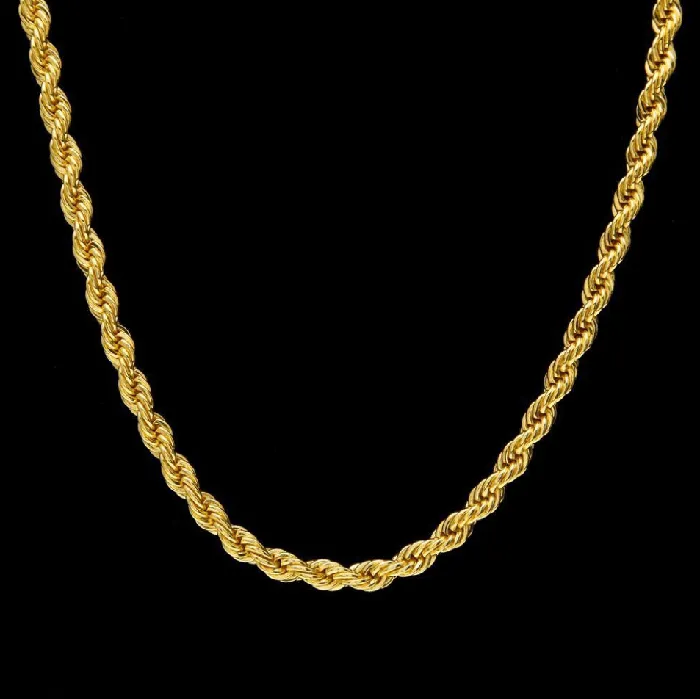 5MM 18K Solid Gold Rope Chain VVS Jewelry PreStyled Sets