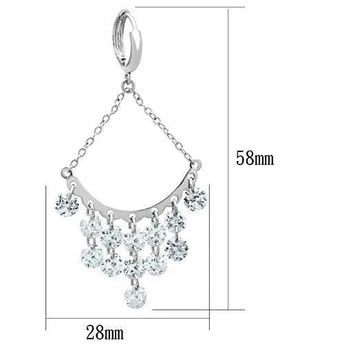 Alamode Earrings 3W300 Rhodium Brass Earrings with AAA Grade CZ in Clear