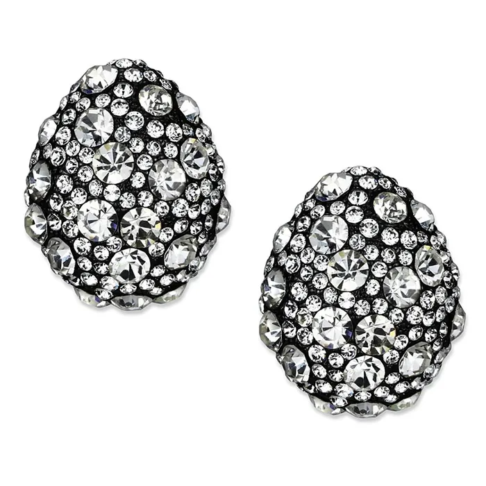 Alamode Earrings LO3700 TIN Cobalt Black Brass Earrings with Top Grade Crystal in Clear