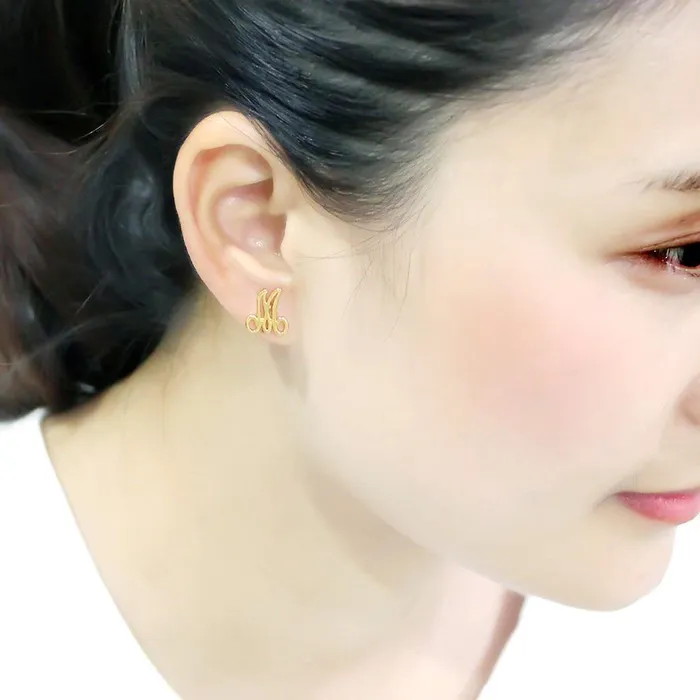 Alamode Earrings LO4667 Flash Gold Brass Earrings with No Stone