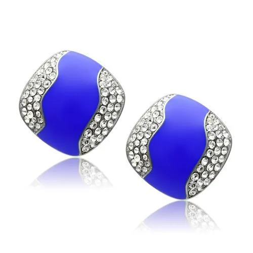 Alamode Earrings TK278 High polished no plating Stainless Steel Earrings with Top Grade Crystal in Clear