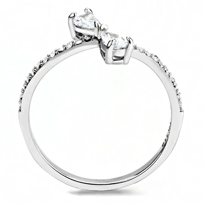 Alamode Rings DA139 High polished no plating Stainless Steel Ring with AAA Grade CZ in Clear