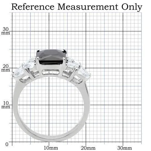 Alamode Rings TK182 High polished no plating Stainless Steel Ring with AAA Grade CZ in Jet