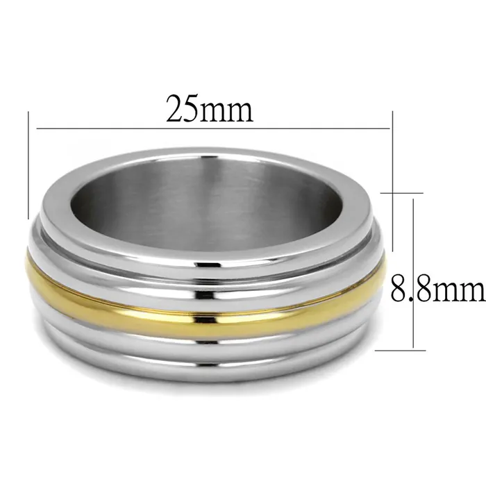Alamode Rings TK2390 TwoTone IP Gold Ion Plating Stainless Steel Ring with No Stone