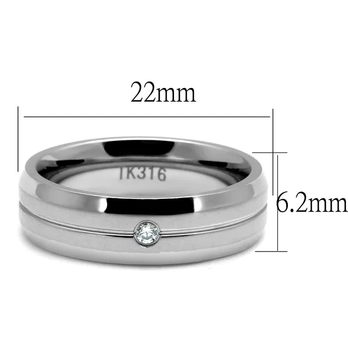 Alamode Rings TK2936 High polished no plating Stainless Steel Ring with AAA Grade CZ in Clear