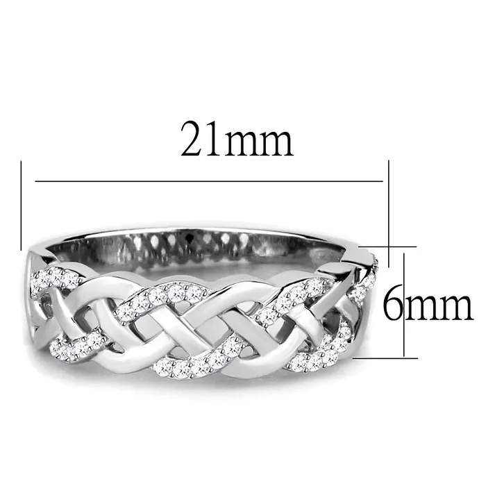 Alamode Rings TS566 Rhodium 925 Sterling Silver Ring with AAA Grade CZ in Clear