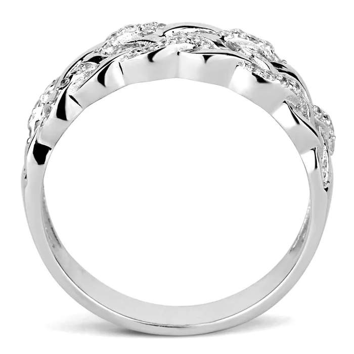 Alamode Rings TS566 Rhodium 925 Sterling Silver Ring with AAA Grade CZ in Clear