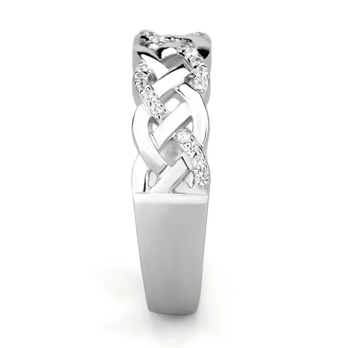 Alamode Rings TS566 Rhodium 925 Sterling Silver Ring with AAA Grade CZ in Clear