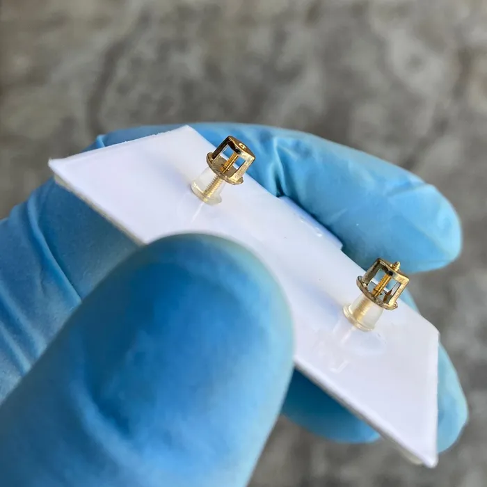 AMERICAN TIME Earrings Big 17MM Kite Earrings Micro Pave 9 Rows Gold Finish Screw Back AMERICAN TIME Earrings Big 17MM Kite Earrings Micro Pave 9 Rows Gold Finish Screw Back