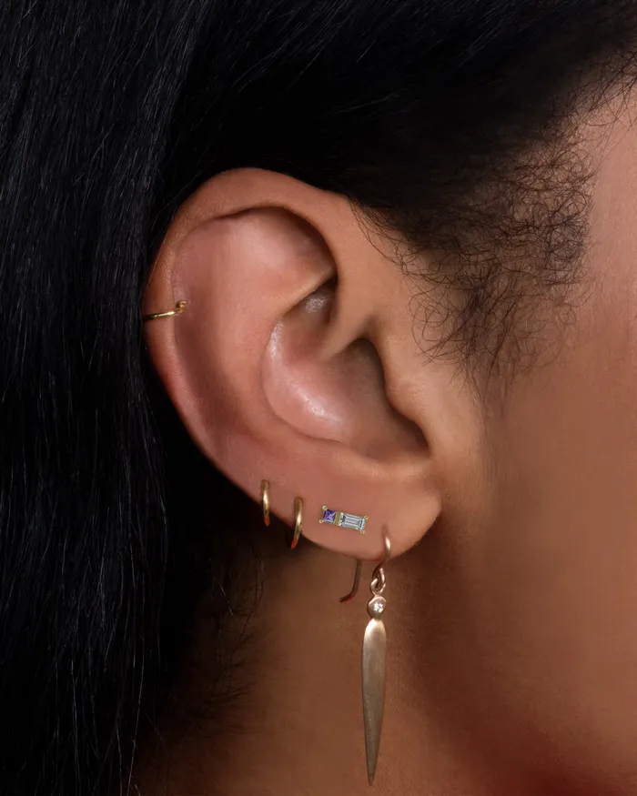 Amethyst Diamond Bar Threadless Earring NEW YORK ADORNED Earrings