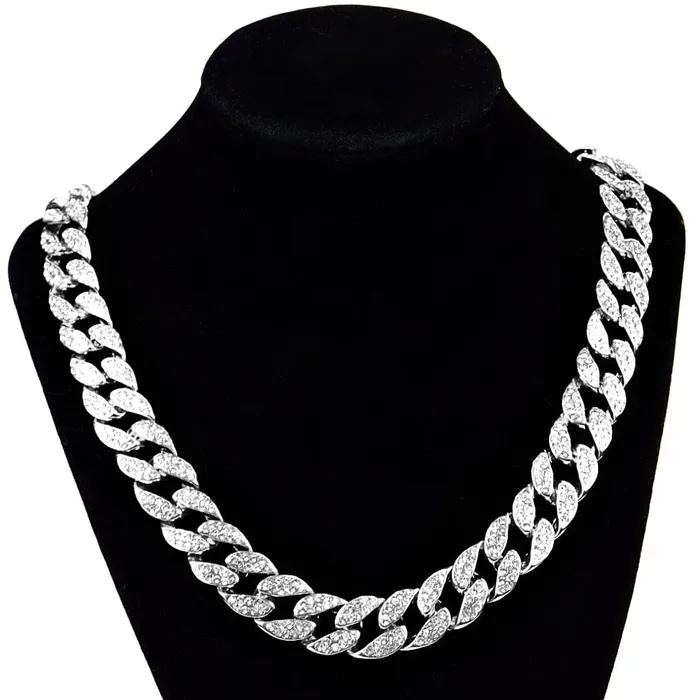Bling Cartel Admin Necklaces Silver Tone 24 x 15MM Cuban Link Chain Necklace