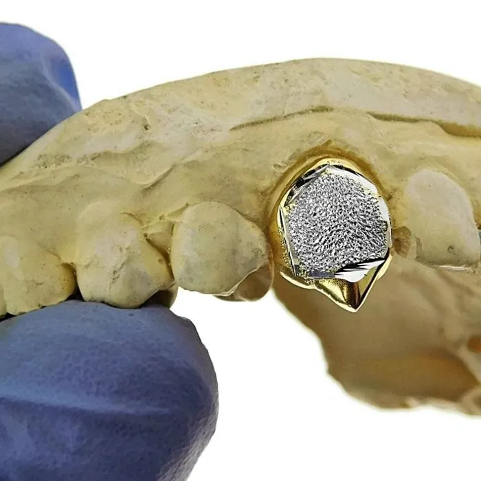 Bling Cartel Admin Rings 10K Gold or 14K Gold Single Canine Vampire Fang Tooth TwoTone wDiamond Dust