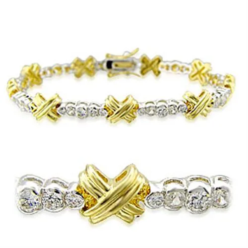 Bracelets Alamode 32011 GoldRhodium Brass Bracelet with AAA Grade CZ in Clear