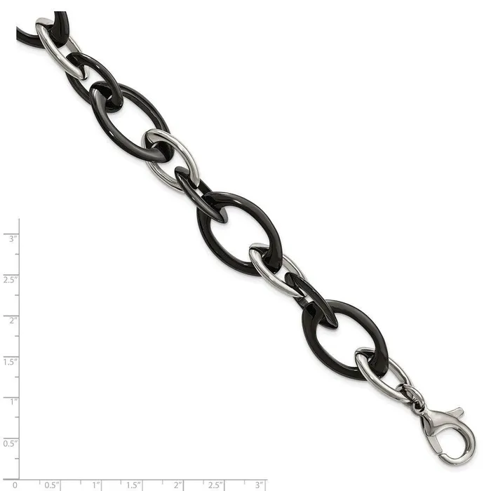Bracelets Chisel Stainless Steel And Black Ceramic Polished Bracelet Bracelets Chisel Stainless Steel And Black Ceramic Polished Bracelet