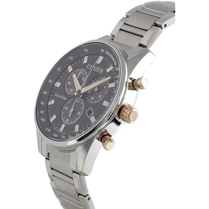 Bracelets Citizen Mens Watch EcoDrive Chronograph Black Dial Silver Bracelet AT239686E Citizen
