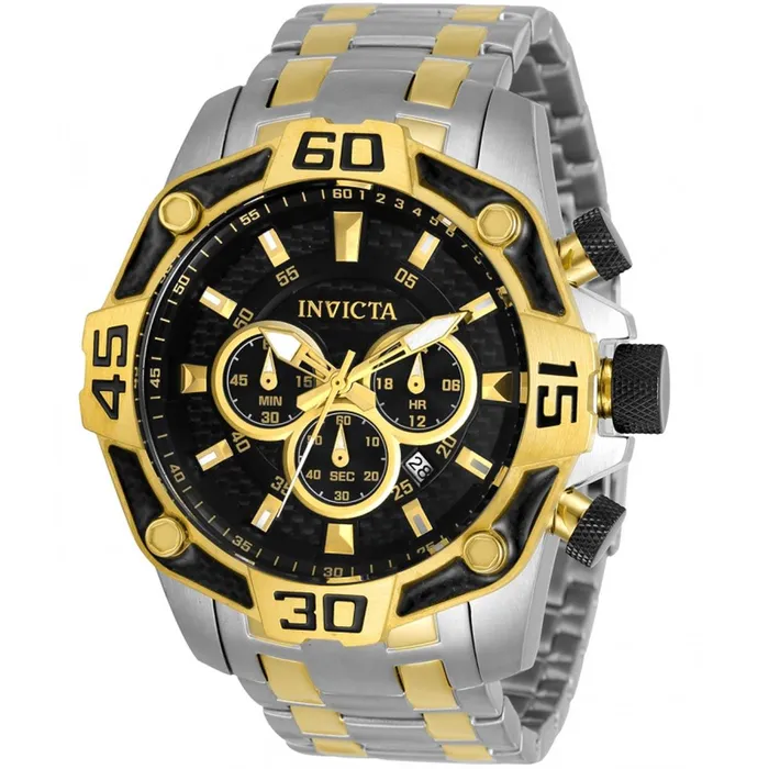 Bracelets Invicta Invicta Mens Japanese Quartz Watch Pro Diver Chronograph Two Tone Bracelet 33853