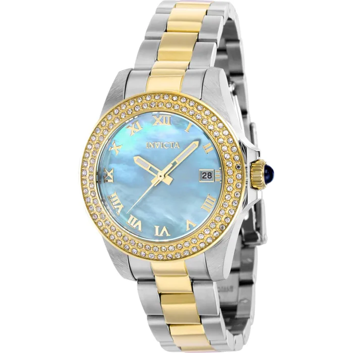 Bracelets Invicta Womens Watch Angel Light Blue MOP Dial Two Tone Bracelet Crystals 41552 Invicta