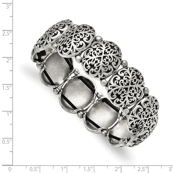 Chisel Bracelets Stainless Steel PolishedAntiqued Oval Stretch Bracelet