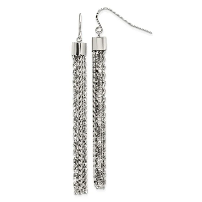 Chisel Earrings Stainless Steel Polished Chain Dangle Shepherd Hook Earrings