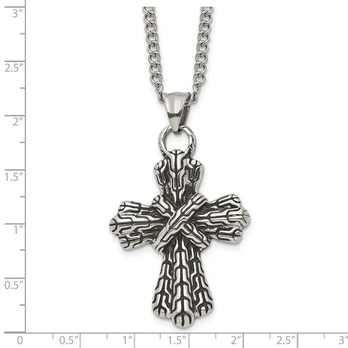 Chisel Stainless Steel Antique Cross Necklace Necklaces