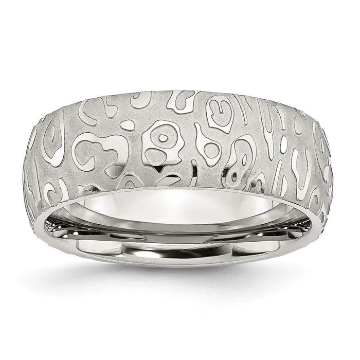 Chisel Stainless Steel Brushed Polished Textured 8mm Band Rings
