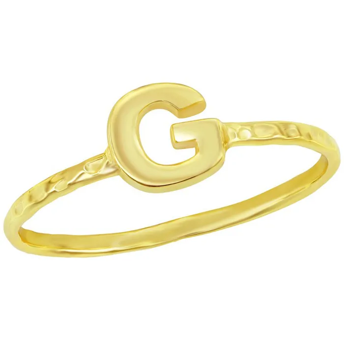 Classic Classic Unisex Gold Tone G Initial Hammered Ring W2823 Rings