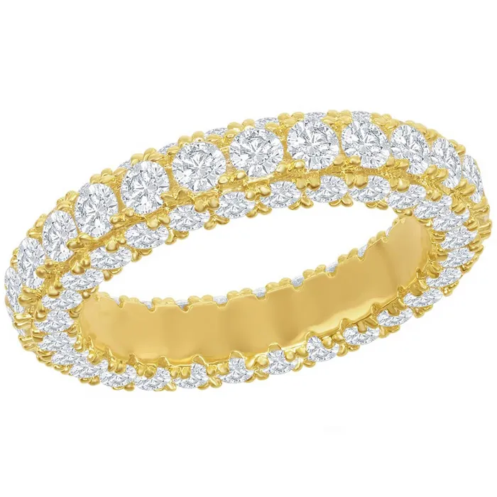 Classic Rings Classic Womens Gold Triple Row White CZ Band W2512