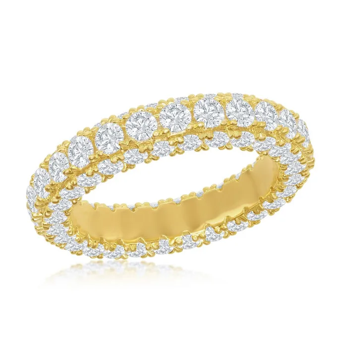 Classic Rings Classic Womens Gold Triple Row White CZ Band W2512
