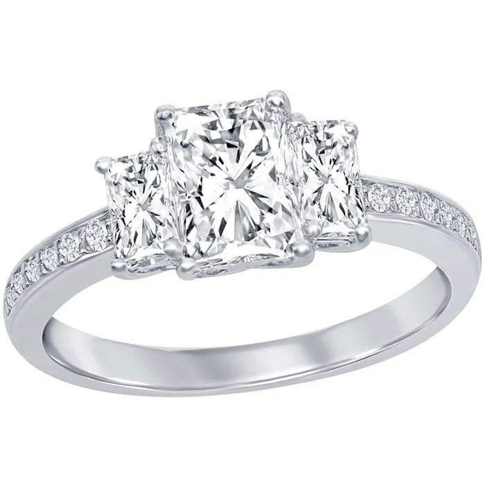 Classic Rings Classic Womens ThreeStone Square White CZ Ring W1958