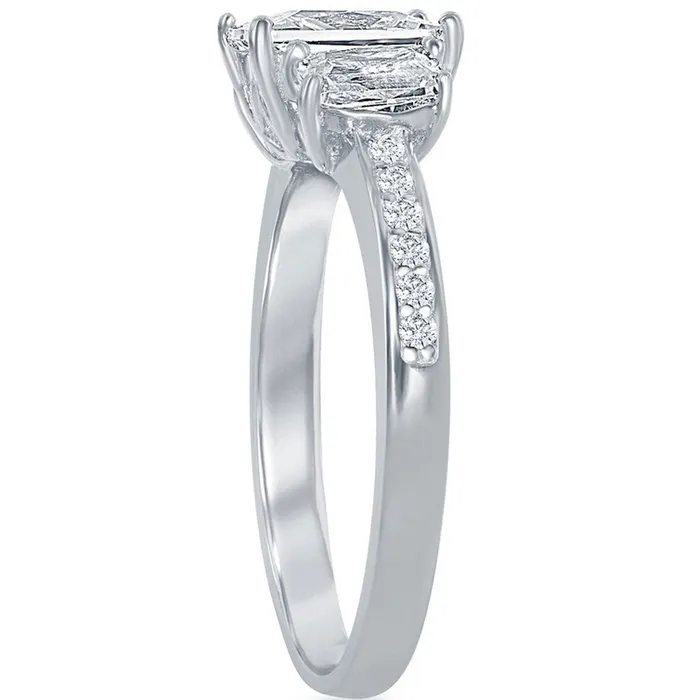 Classic Rings Classic Womens ThreeStone Square White CZ Ring W1958