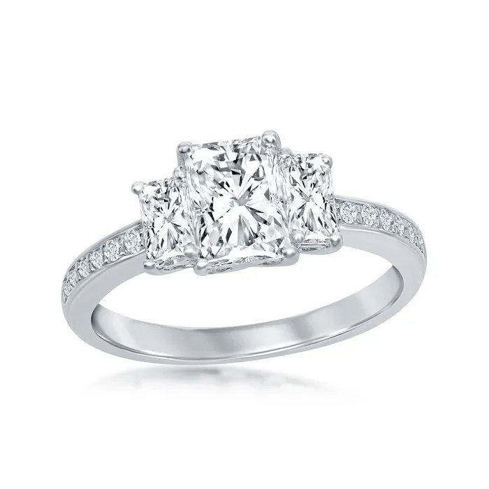 Classic Rings Classic Womens ThreeStone Square White CZ Ring W1958