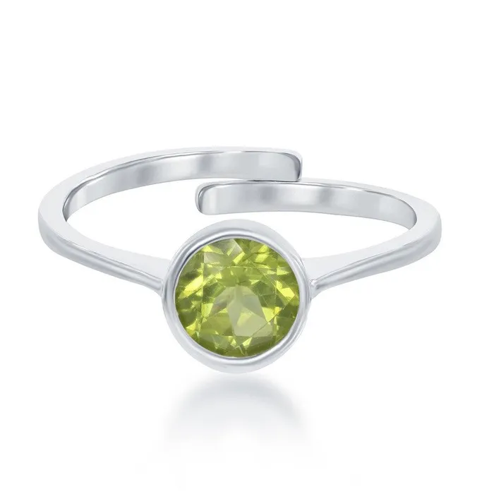 Classic Rings Sterling Silver August Peridot Bezel Set Ring
