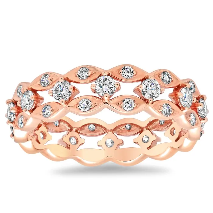 deBebians Rings 100 cttw Three Row Open Ladies Diamond Eternity Wedding Band
