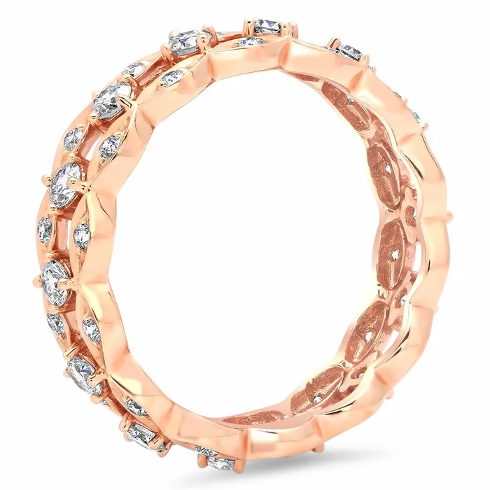 deBebians Rings 100 cttw Three Row Open Ladies Diamond Eternity Wedding Band