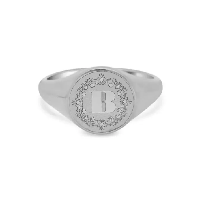 deBebians Rings Laurel Single Initial Signet Ring for Women